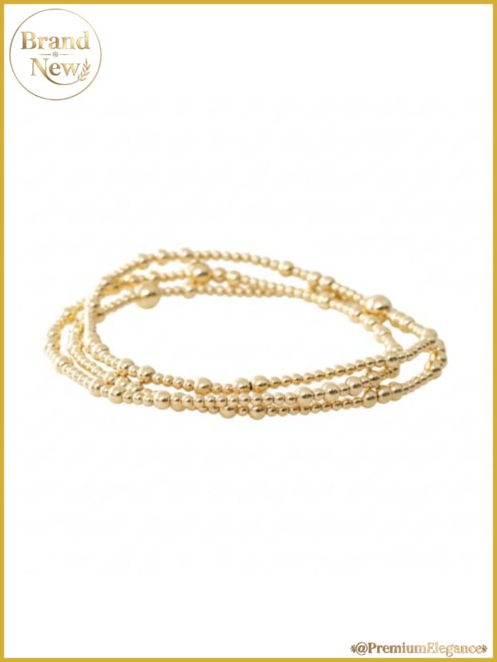 Stackable Gold Plated Bead Bracelets Set Stretch Non-Tarnish Boho Dainty